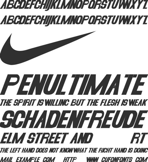 Nike running shoes font